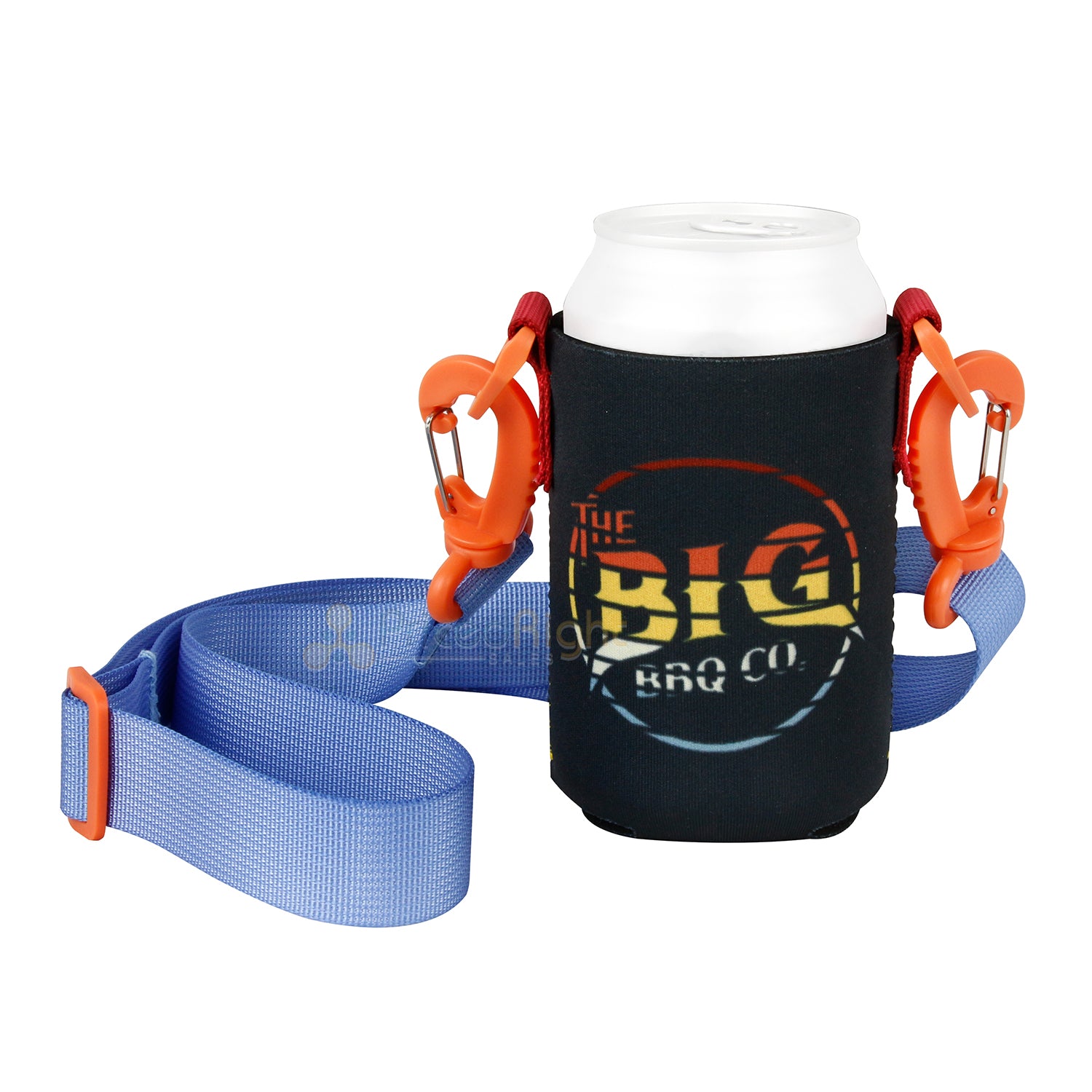 Can Koozie Lanyard Necklace Big BBQ Company For Cans & Bottles W/ Clip-On Strap