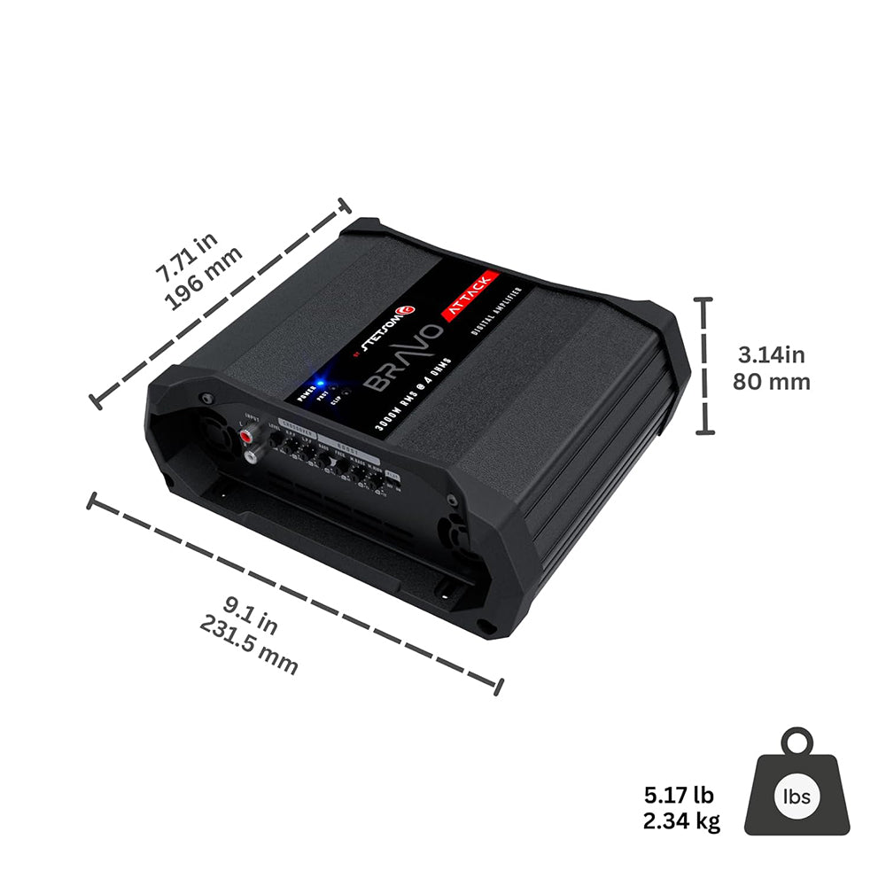 Stetsom 3000 Watts RMS Amplifier Mono Full Range Digital 4 Ohm Bravo Attack