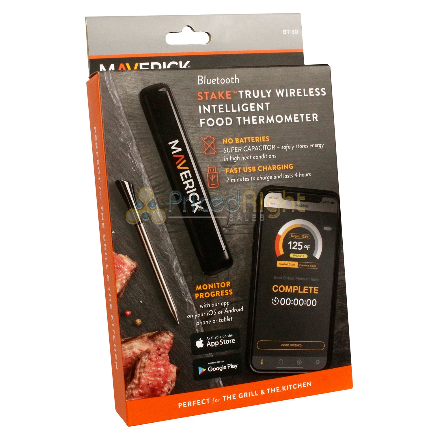 Maverick Stake Wireless Bluetooth Food Thermometer USB Presets & Alerts BT-30