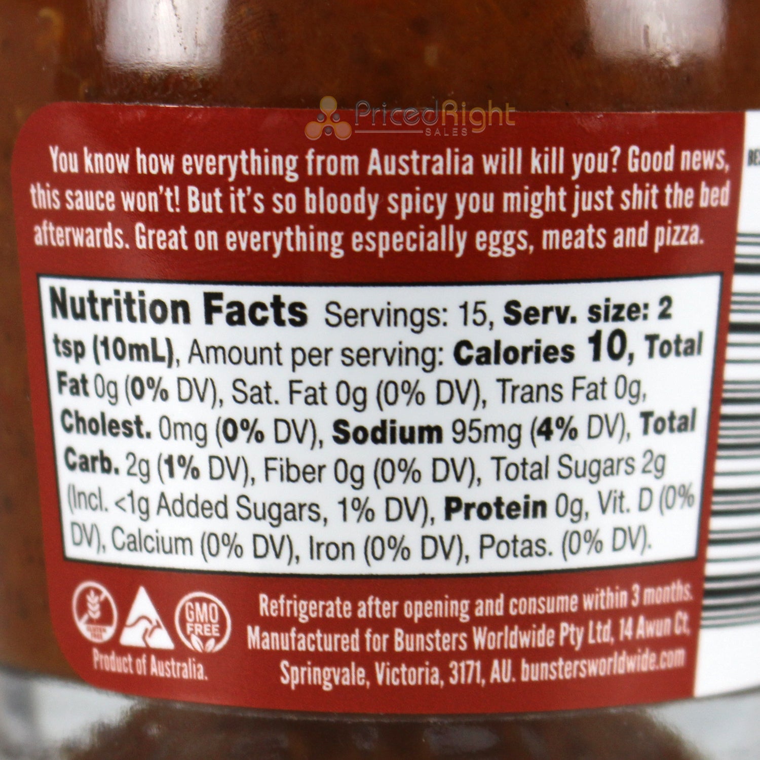 Bunsters The Bed Aussie Hot Sauce 12/10 Heat 5 Oz Gluten Free BUNSTERS-2087