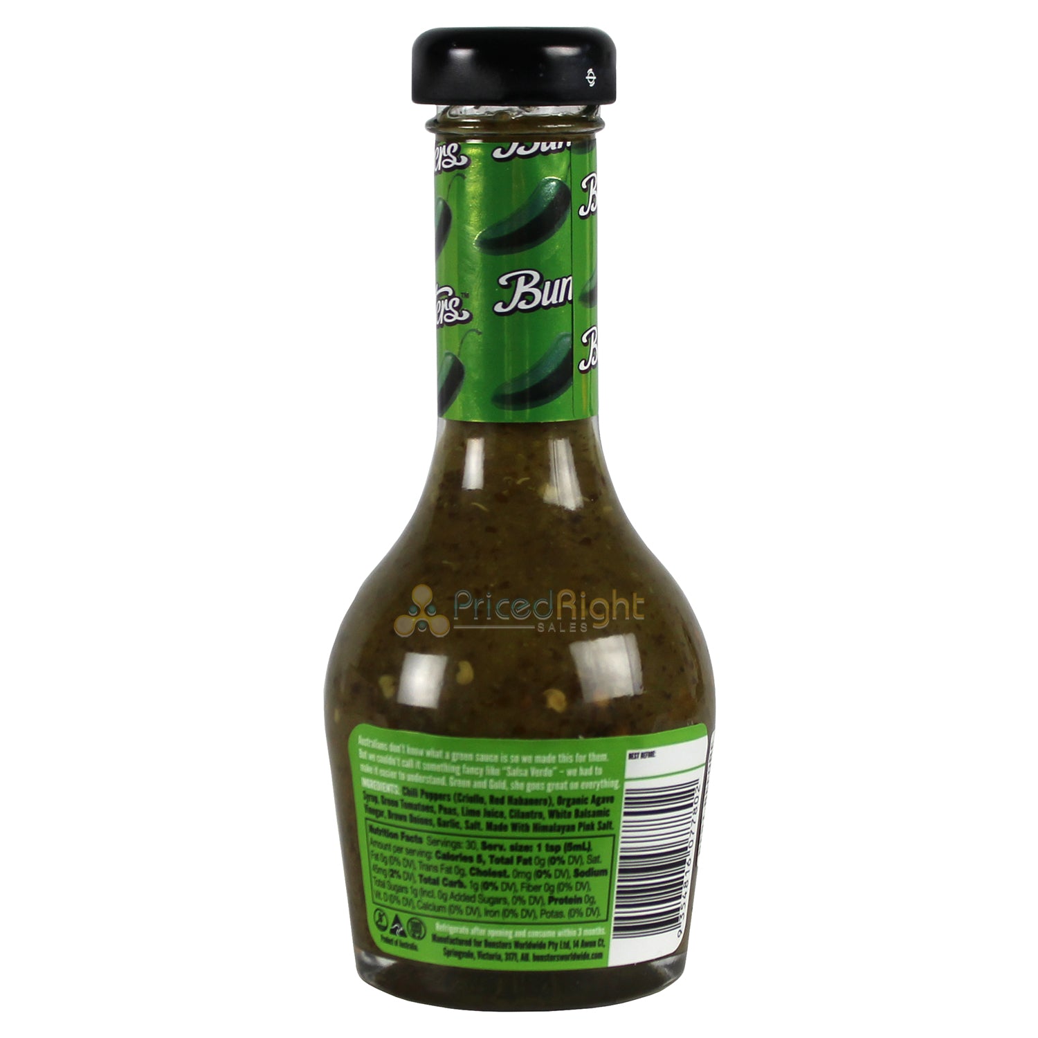 Bunsters Green & Gold Hot Sauce 5 Oz 6/10 Heat Aussie Salsa Verde BUNSTERS-2401