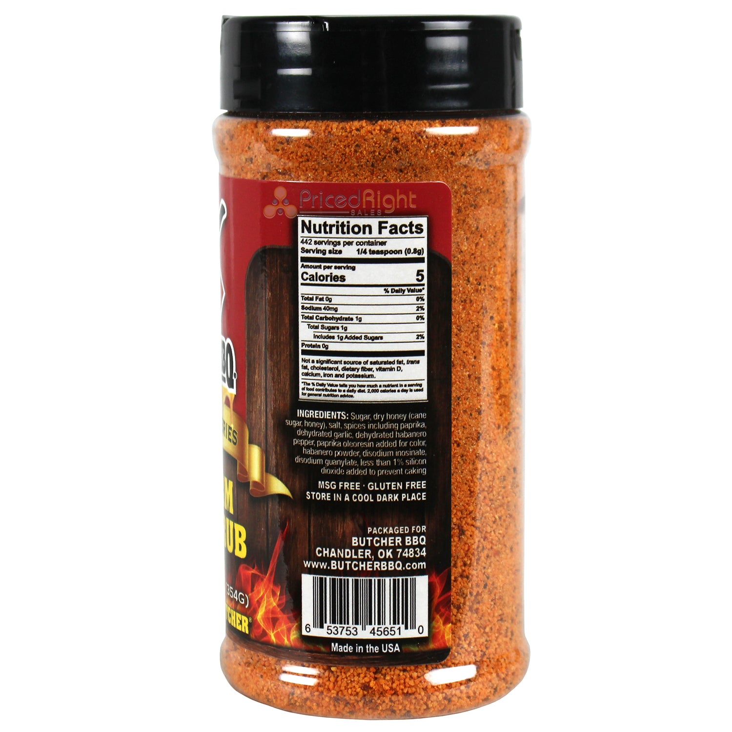 Butcher BBQ Honey Rub 5 Alarm 12.5 Oz Habanero Gluten Free MSG Free BUTCH-5A