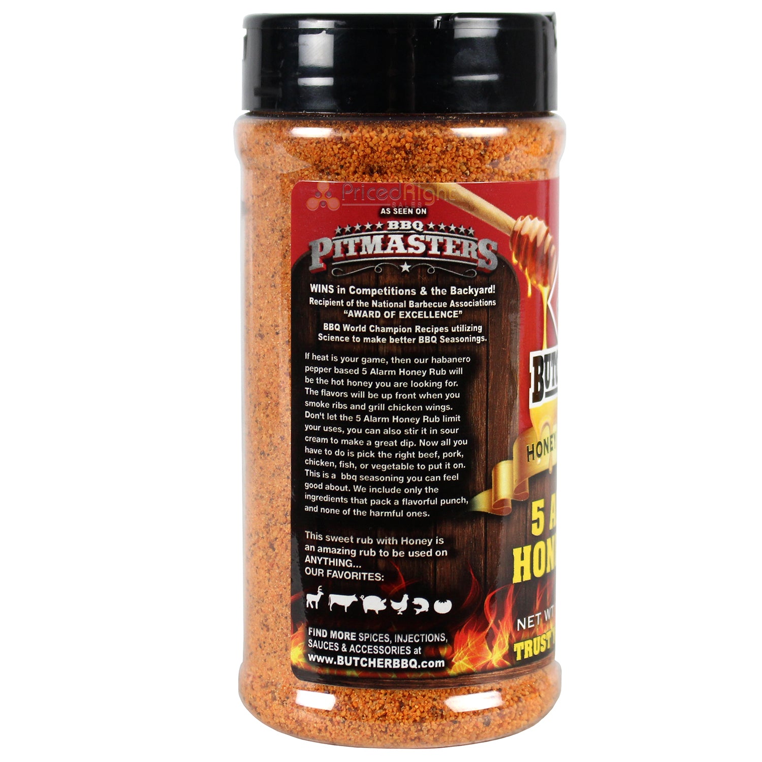 Butcher BBQ Honey Rub 5 Alarm 12.5 Oz Habanero Gluten Free MSG Free BUTCH-5A