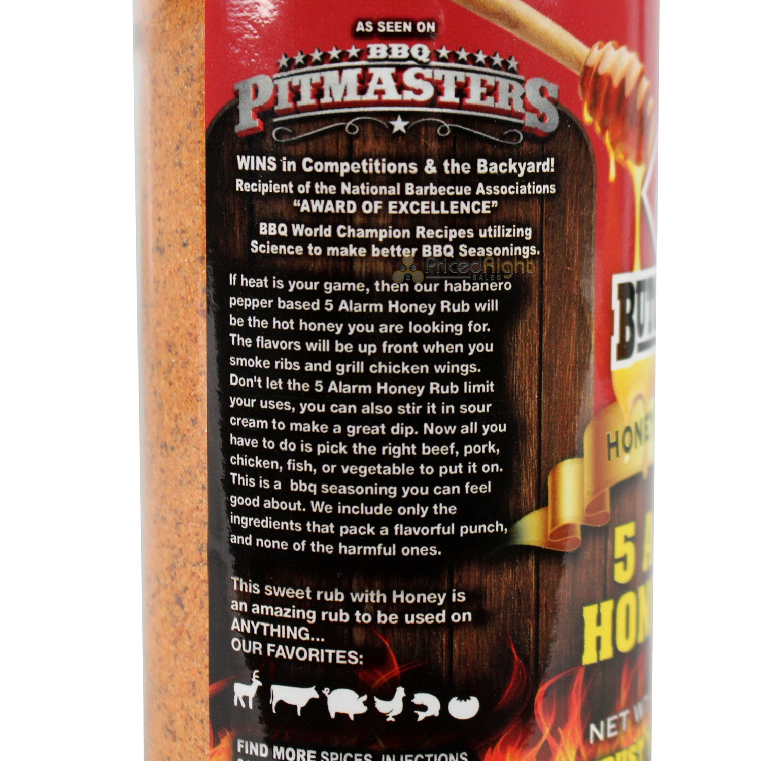 Butcher BBQ Honey Rub 5 Alarm 12.5 Oz Habanero Gluten Free MSG Free BUTCH-5A