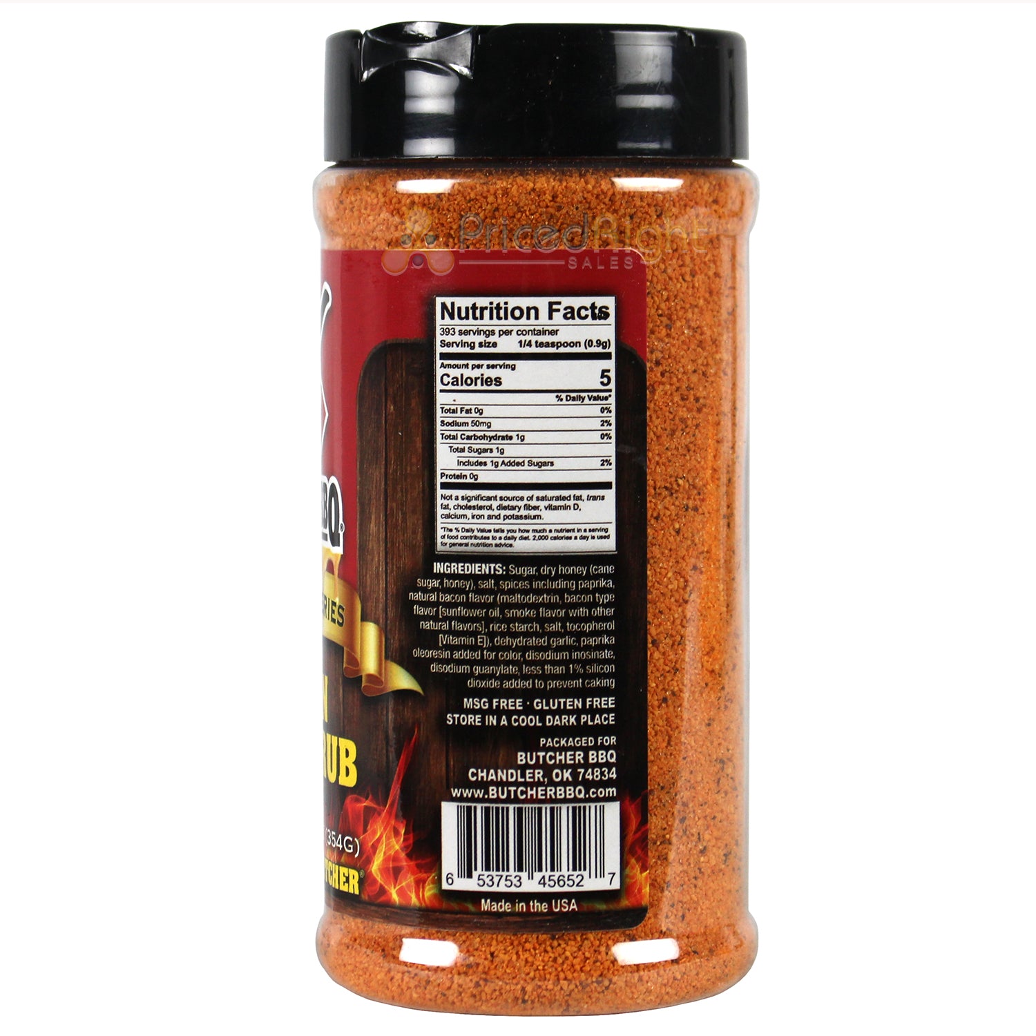 Butcher BBQ Honey Rub Bacon Flavor 12.5 Oz Gluten Free No MSG Seasoning