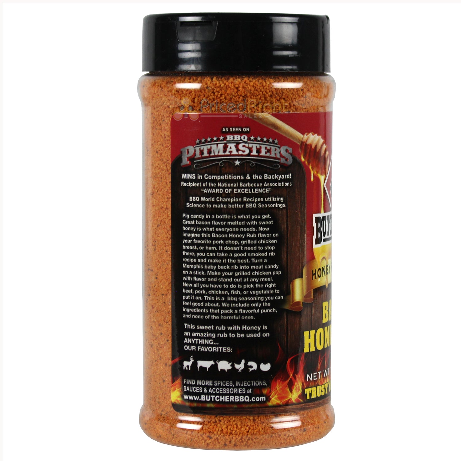 Butcher BBQ Honey Rub Bacon Flavor 12.5 Oz Gluten Free No MSG Seasoning