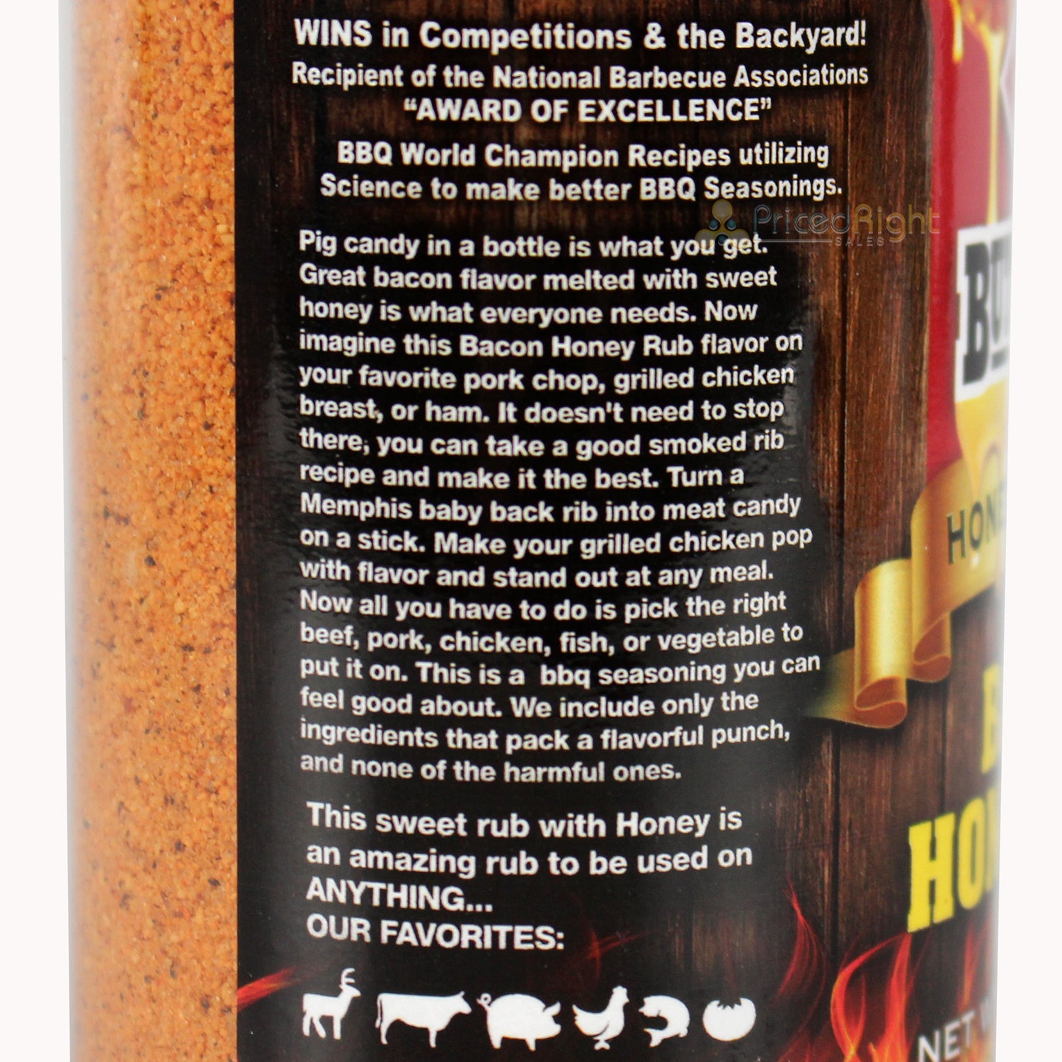 Butcher BBQ Honey Rub Bacon Flavor 12.5 Oz Gluten Free No MSG Seasoning