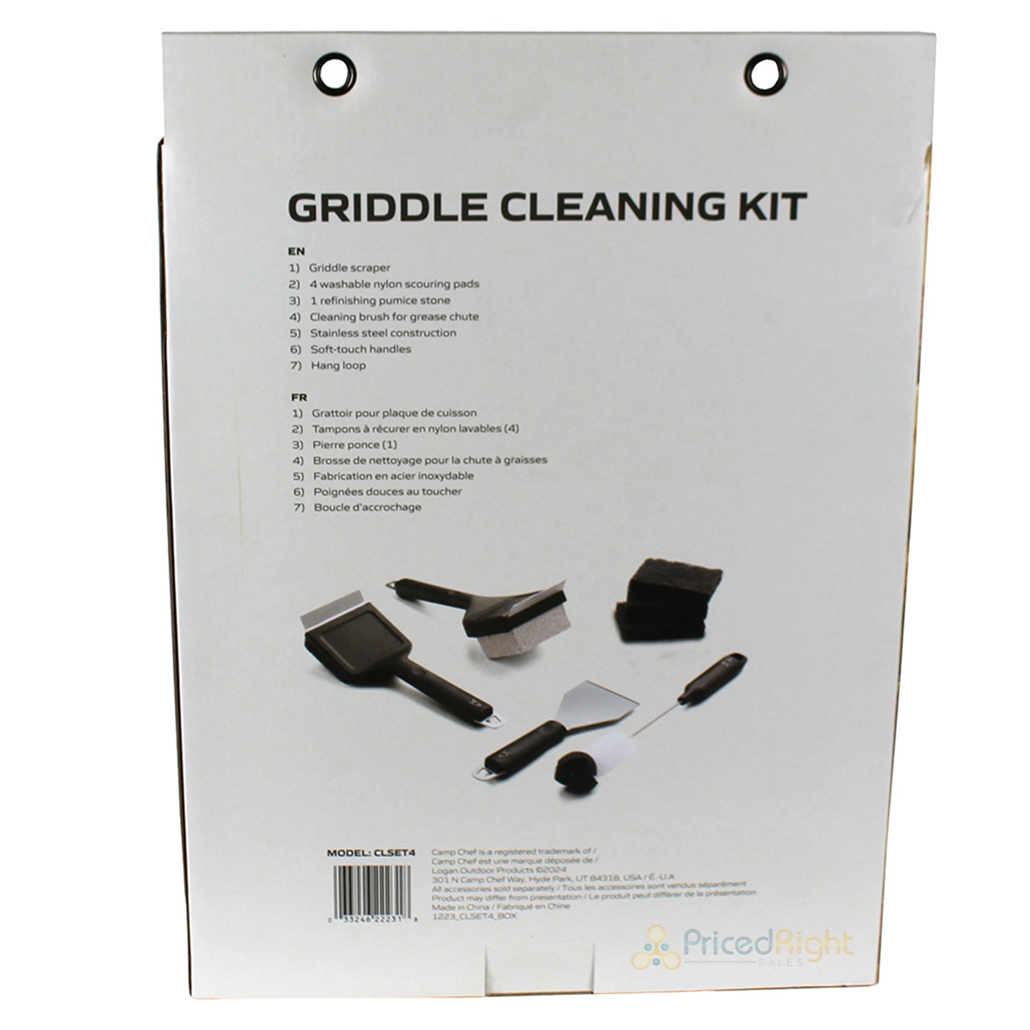 Camp Chef Griddle Cleaning Kit CLSET4 Scraper Scouring Pads Pumice Stone & Brush