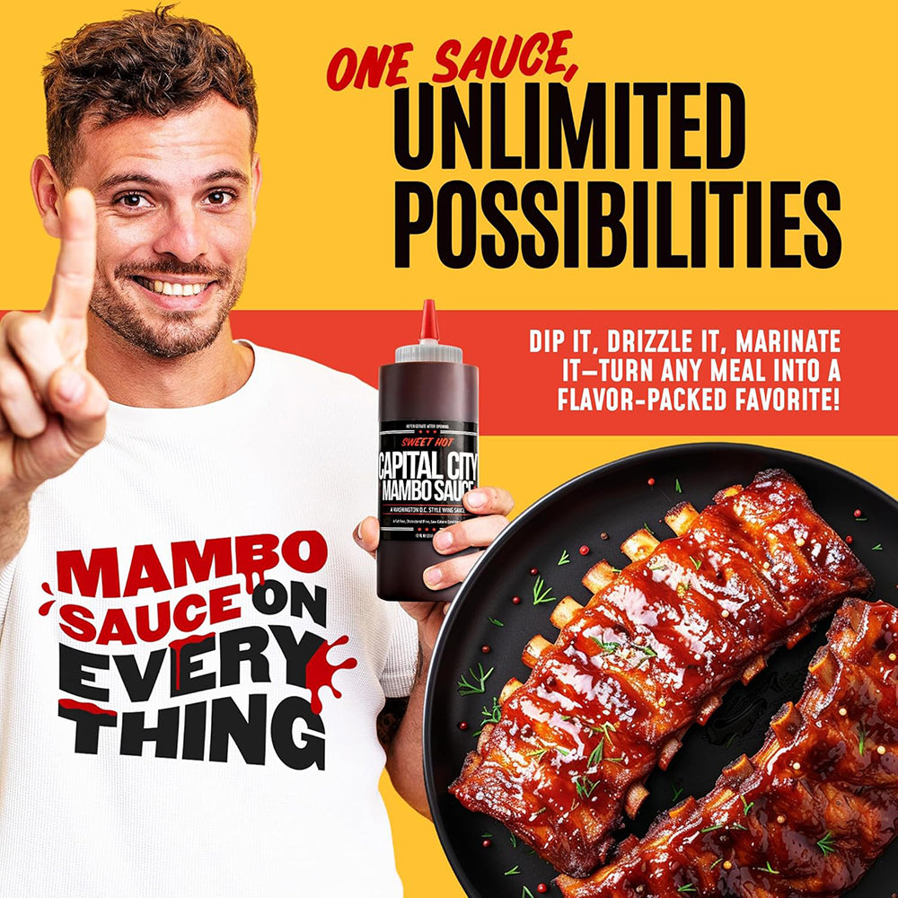 Capital City Sweet Hot Mambo Sauce 12 Oz Fat Free Low Calorie CC-012SH