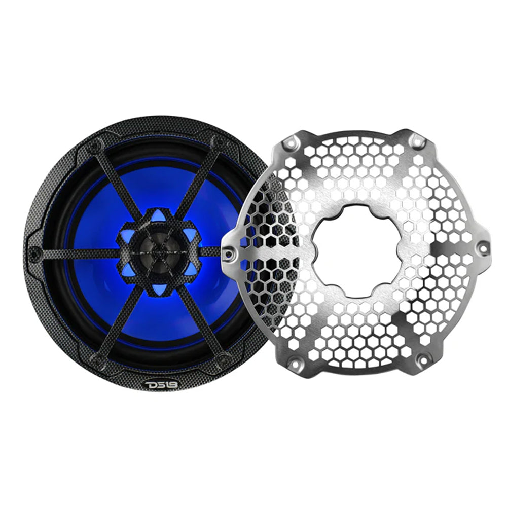 Pair of DS18 8" 2-Way Speakers Marine Hydro ATV RGB LED Lights 375W Peak CF-8M