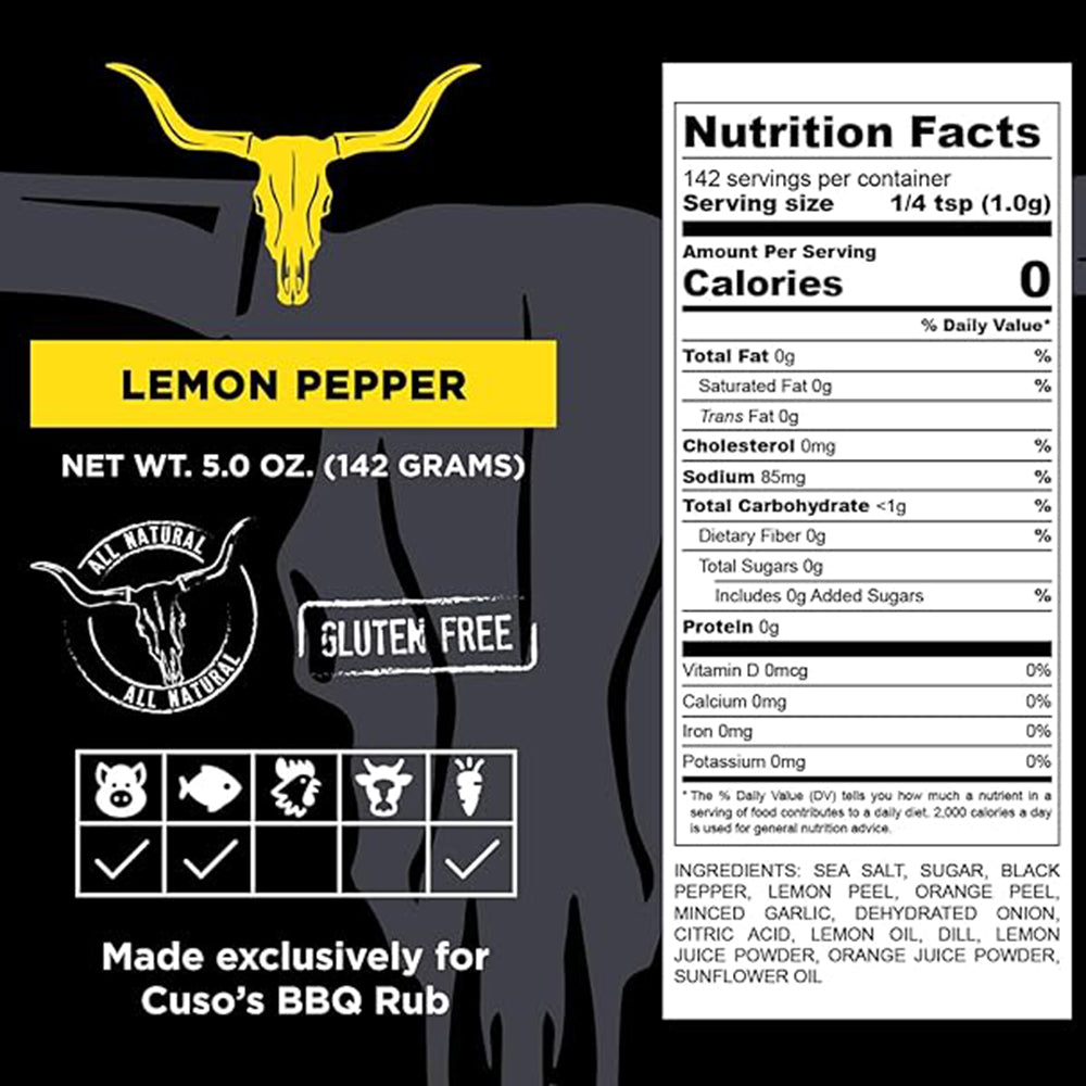 Cuso Cuts Lemon Pepper Seasoning Gluten Free Vegan Non GMO CUSO-LPEPPER