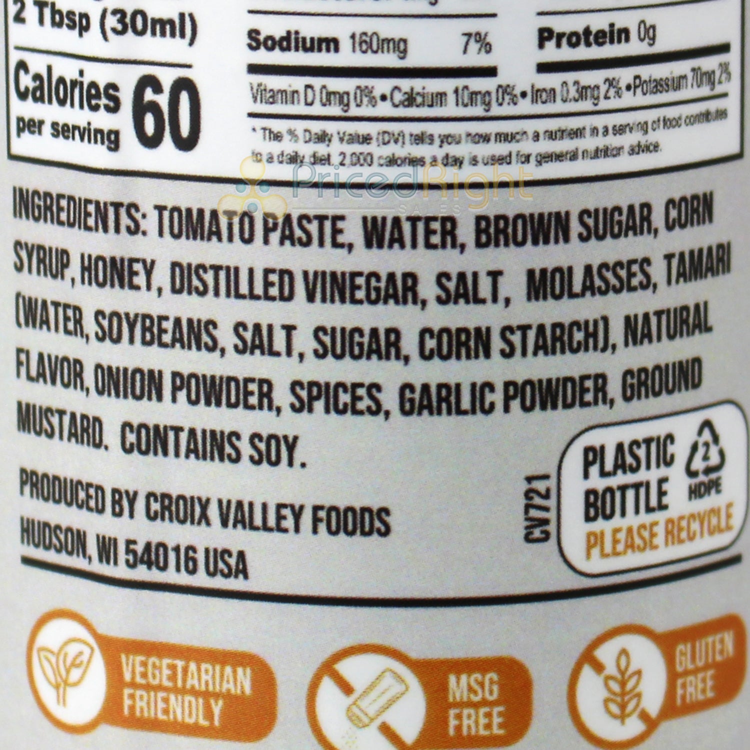 Croix Valley Foods Foundry Series Smooth Honey BBQ Sauce 13.5 Oz Gluten Free