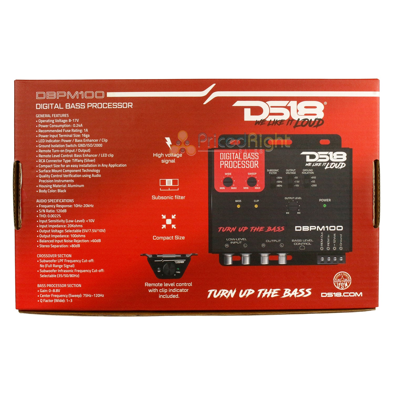 DS18 Compact Digital Bass Processor 2 Channel Preamp Input Output Black DBPM100