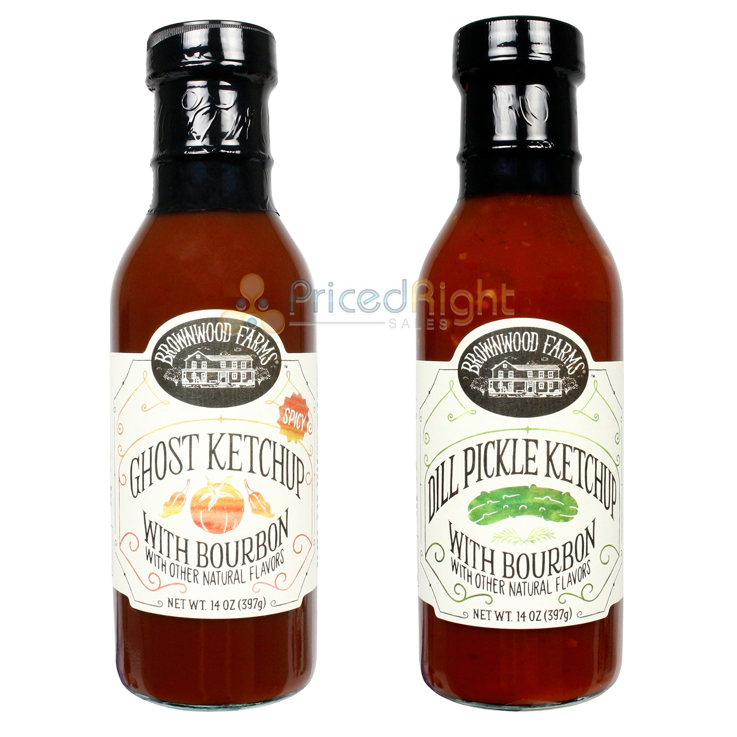 Brownwood Farms Dill Pickle Ketchup/Spicy Ketchup 2-Pack Farm Fresh 14oz Bottles