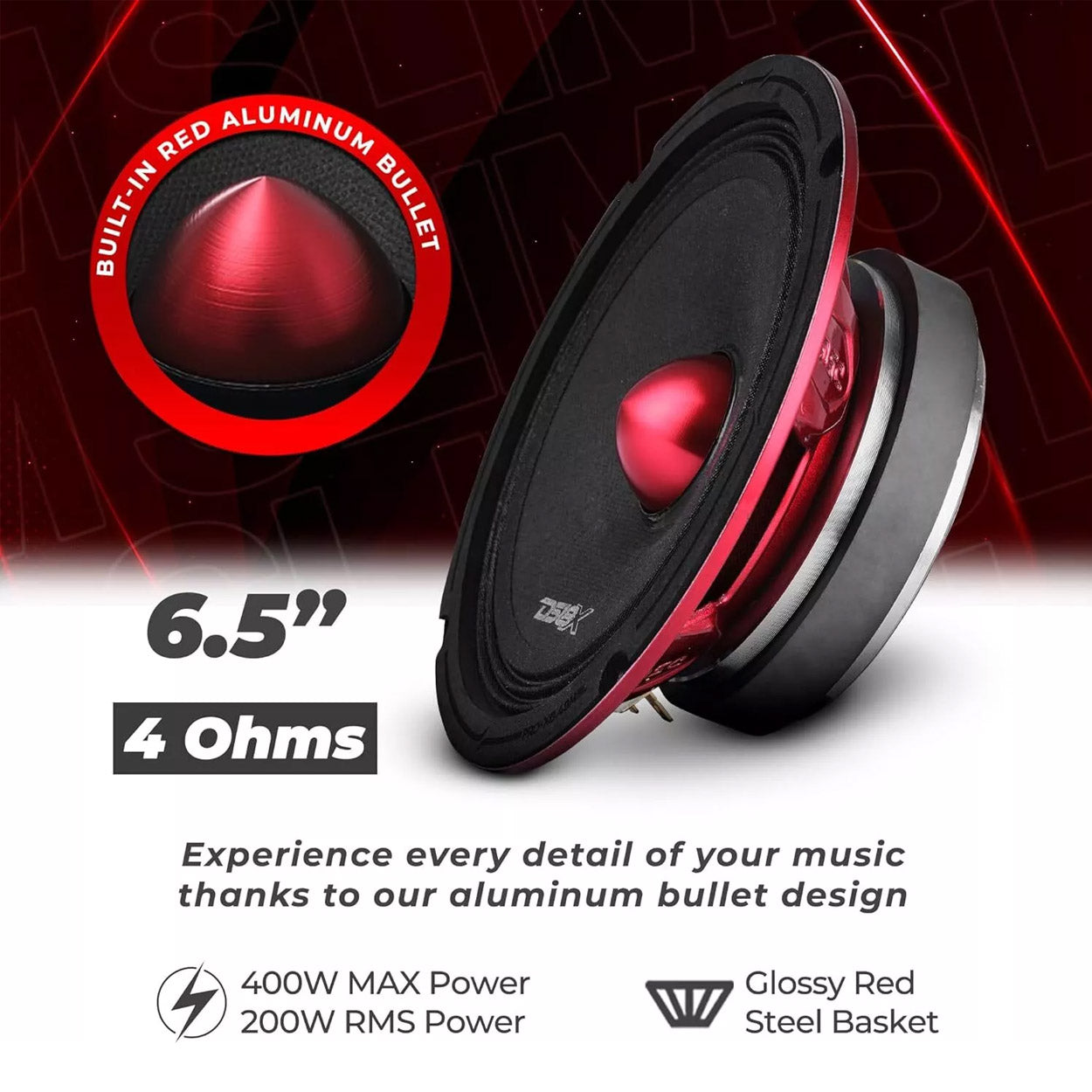 2 DS18 PRO-X6.4BMSL 400W Max 6.5" Slim Midrange Speaker and Bullet 4 Ohm Shallow