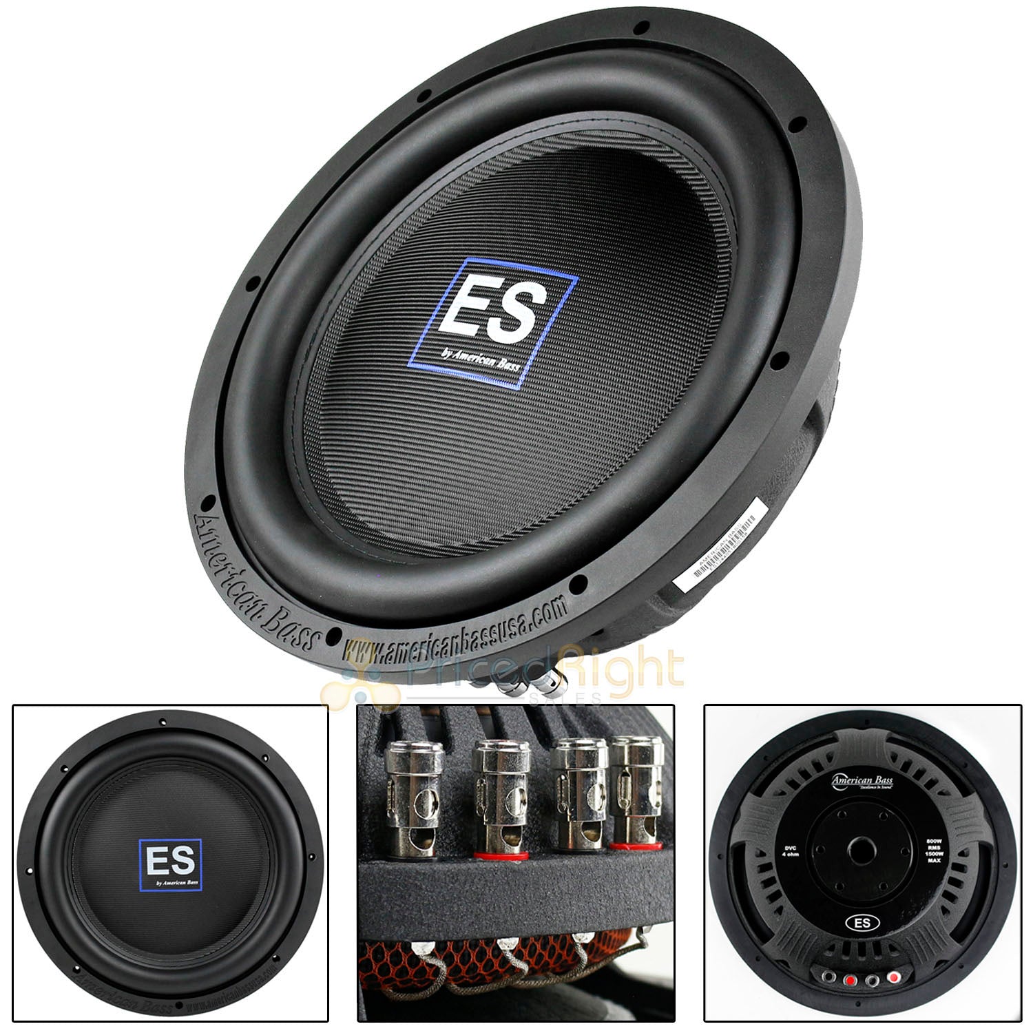 American Bass 12" Slim Subwoofer 1500 Watts Max Dual 4 Ohm Car Audio ES-1244