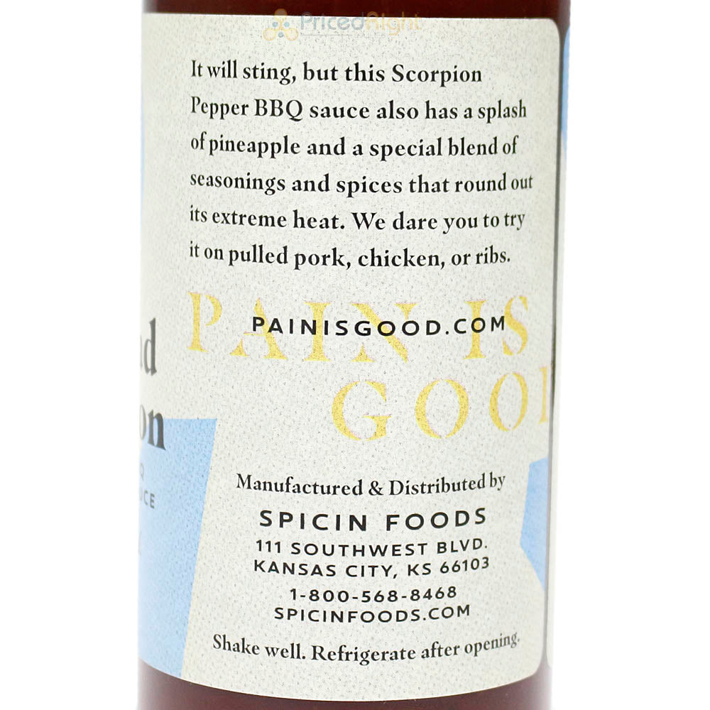 Pain is Good Trinidad Scorpion BBQ Sauce All Natural Gluten-Free Vegan 14.5 oz