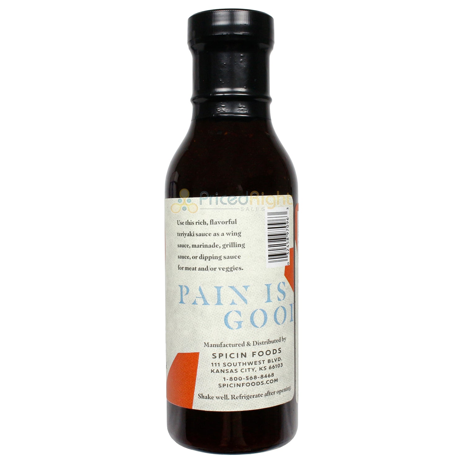 Pain is Good Spicy Teriyaki Wing Sauce Sweet Heat All Natural 2/5 Heat 15 Ounce