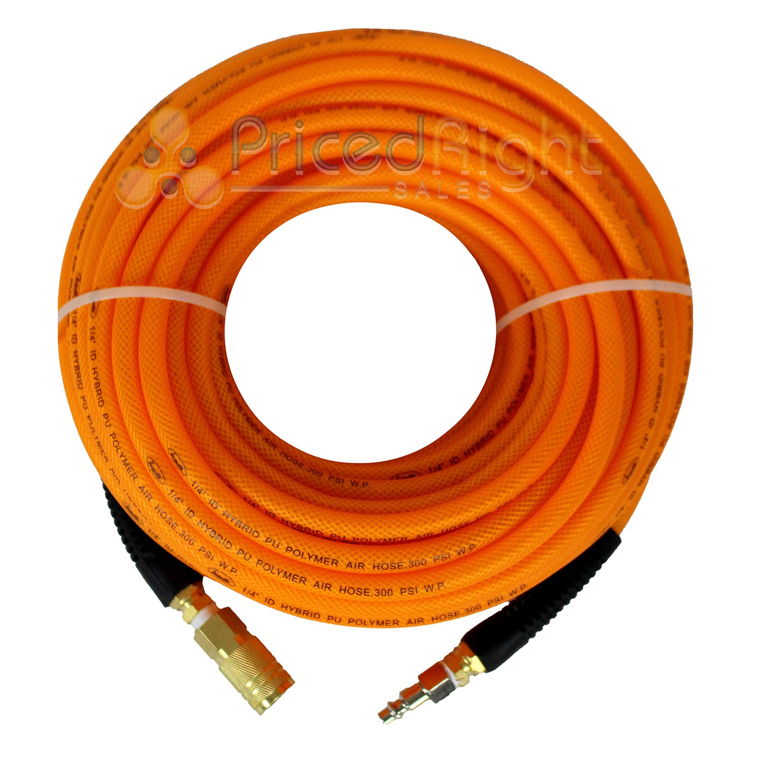 1/4" x 100 ft Air Hose with Bend Restrictors High Flow Hybrid Polymer FA14100RC3