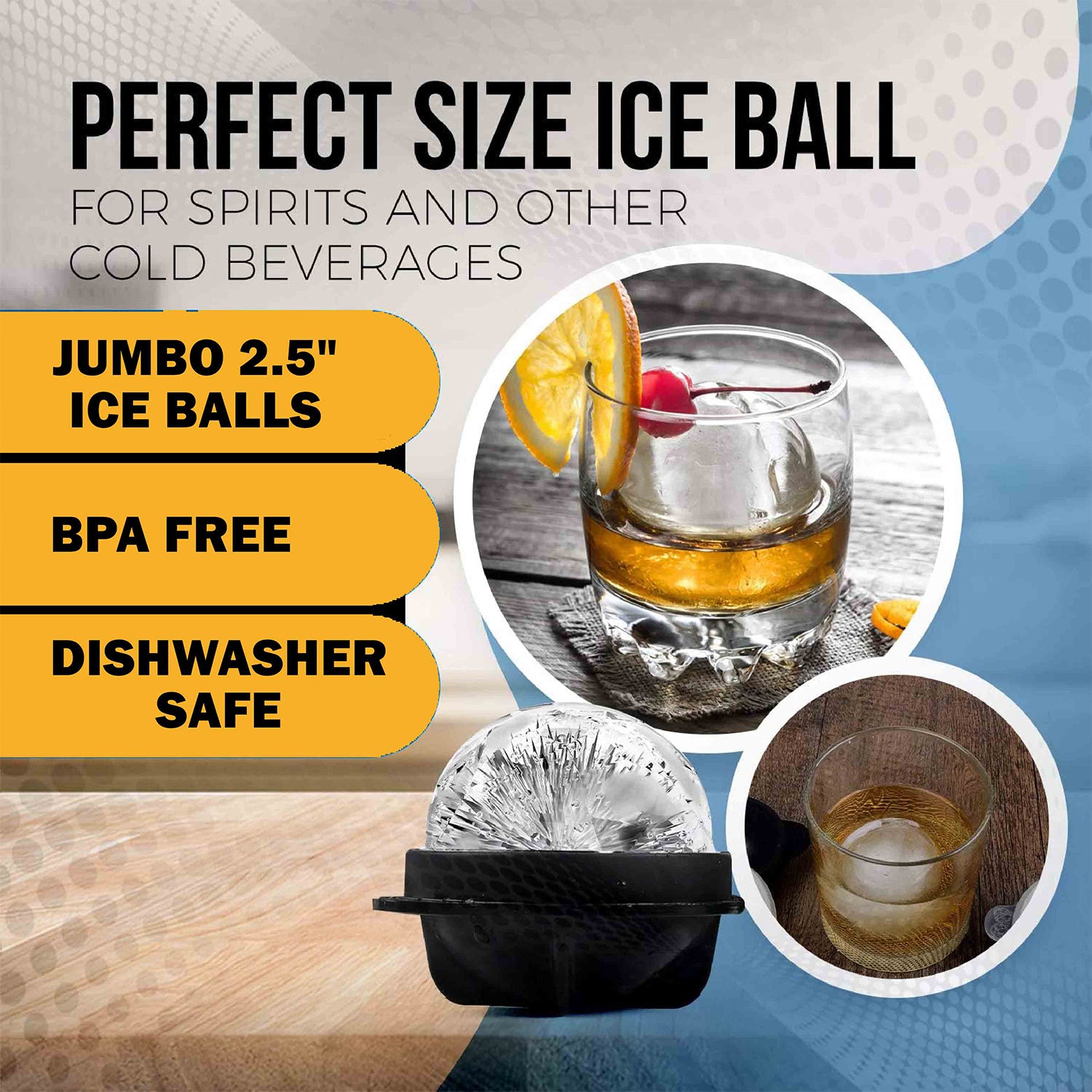 Foghat 2 Inch Ice Ball Mold for Whisky Cocktails Silicone Easy Fill Leak Proof