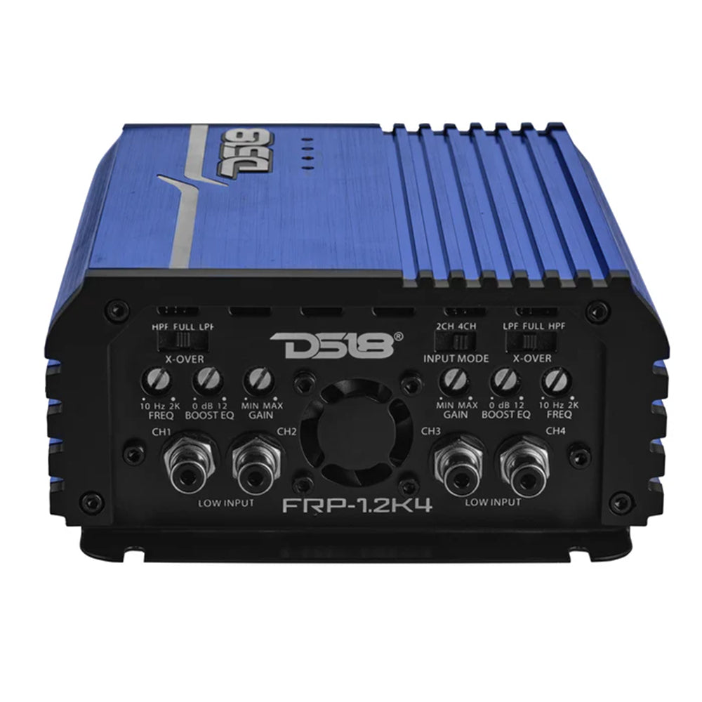 DS18 FRP Compact 4 Channel Class D Amplifier Blue 1200W RMS FRP-1.2K4/BL