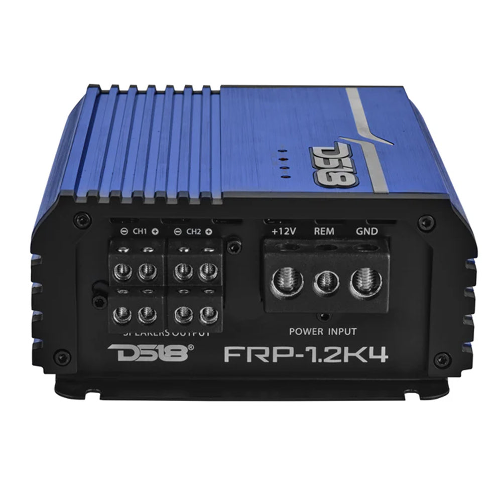 DS18 FRP Compact 4 Channel Class D Amplifier Blue 1200W RMS FRP-1.2K4/BL