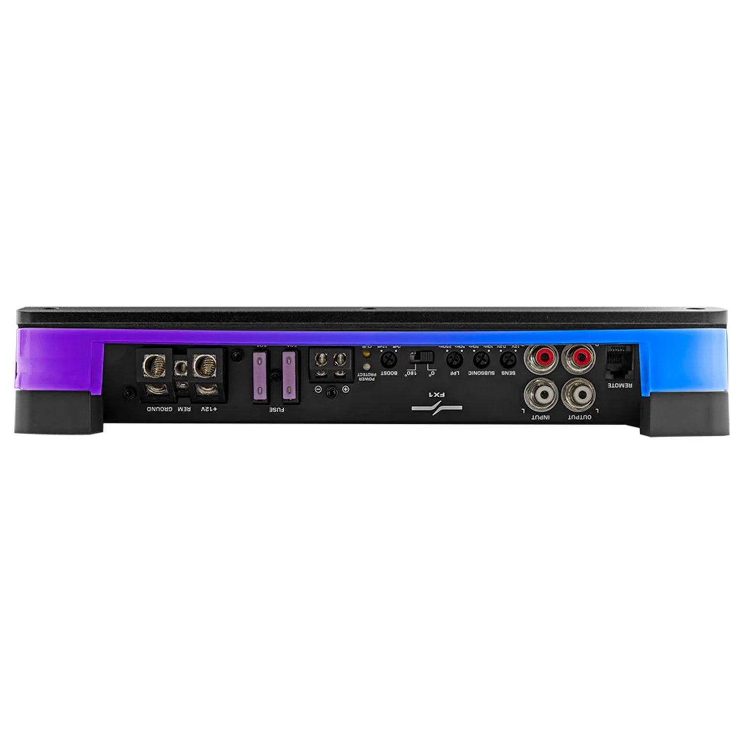 DS18 Flush Mount 1 Channel Monoblock Class D Amplifier 900W 1 Ohm RGB Lights FX1