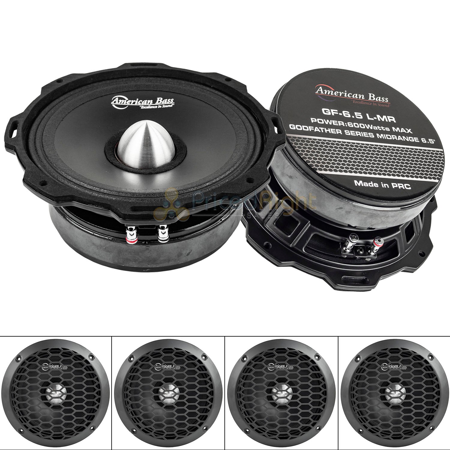 American Bass GF-6.5 L-MR 6.5" Midrange Speakers Godfather 600 Watts Max 4 Pack