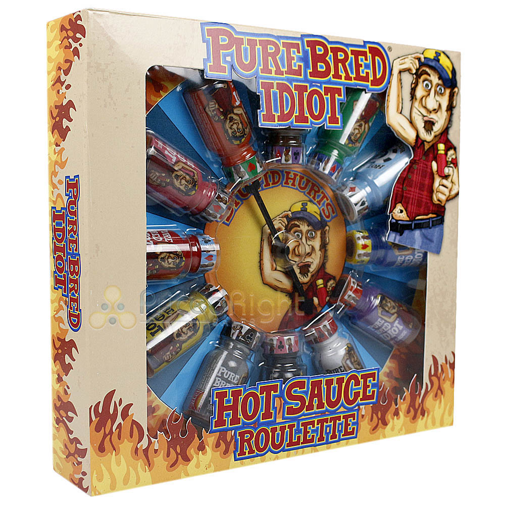 Pure Bred Idiot Hot Sauce Roulette Game with 12 Bottles Spicy Gift Set GS647