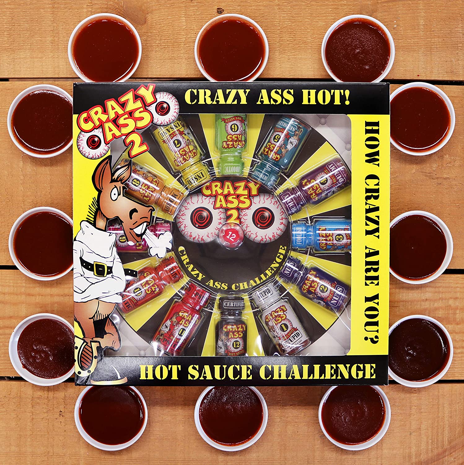 Crazy Ass 2 Hot Sauce Dice Game Challenge 12 - .75 Oz Bottles Extreme Heat GS648