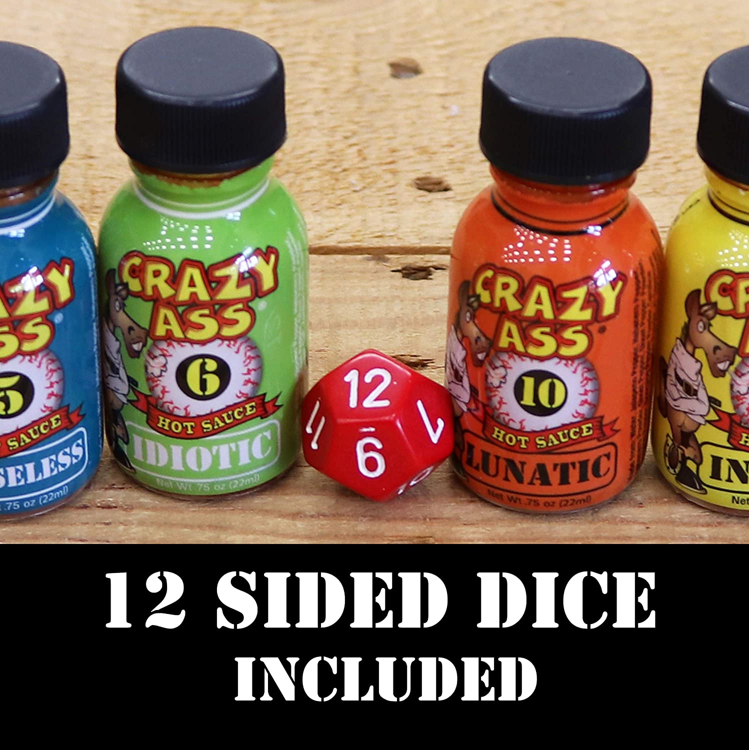 Crazy Ass 2 Hot Sauce Dice Game Challenge 12 - .75 Oz Bottles Extreme Heat GS648