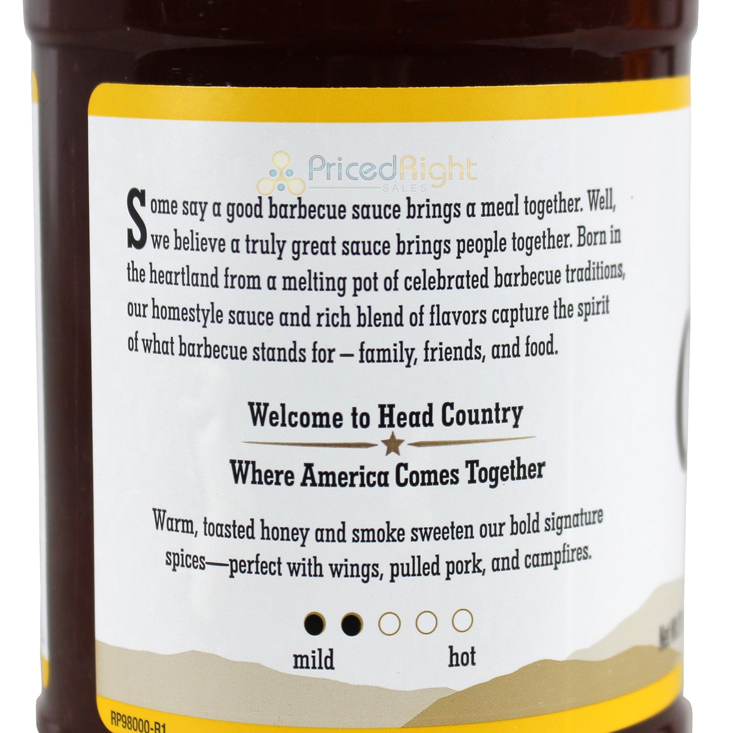 Head Country Honey BBQ Sauce 20 Oz Gluten Free Vegan Vegetarian Mild HC620