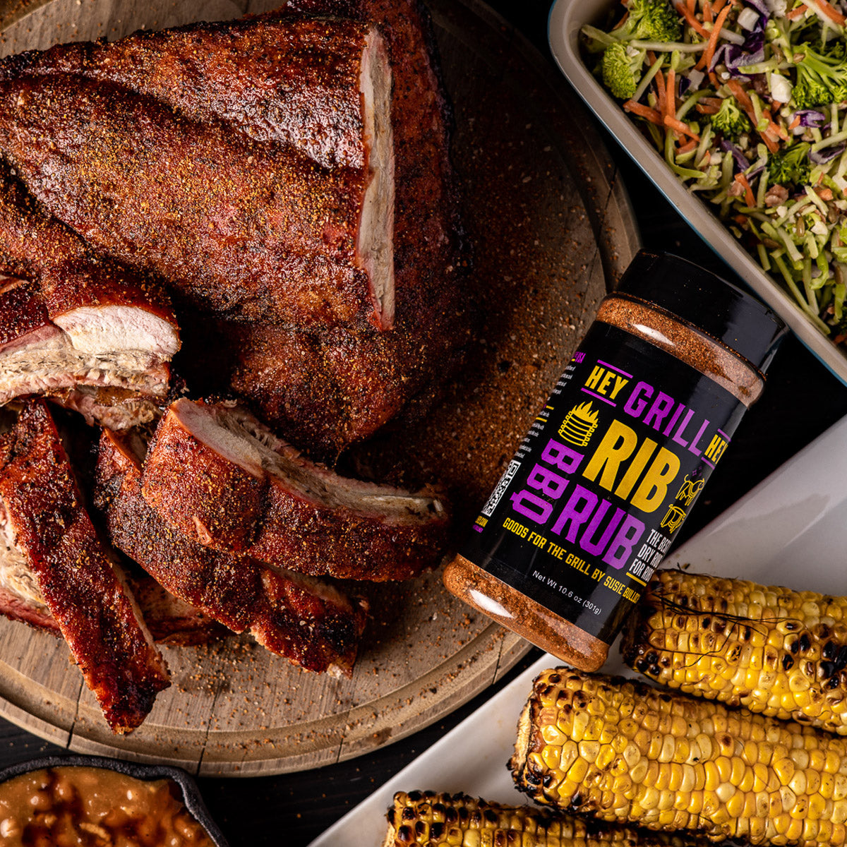 Hey Grill Hey Rib Rub 10.4 Oz BBQ MSG-Free Brown Sugar Paprika Onion Garlic