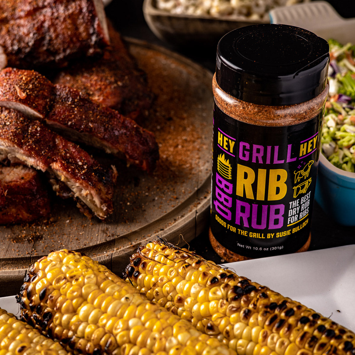 Hey Grill Hey Rib Rub 10.4 Oz BBQ MSG-Free Brown Sugar Paprika Onion Garlic