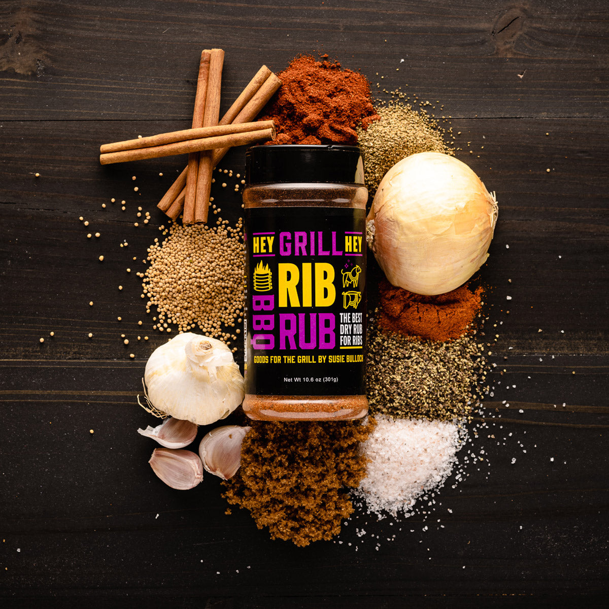 Hey Grill Hey Rib Rub 10.4 Oz BBQ MSG-Free Brown Sugar Paprika Onion Garlic