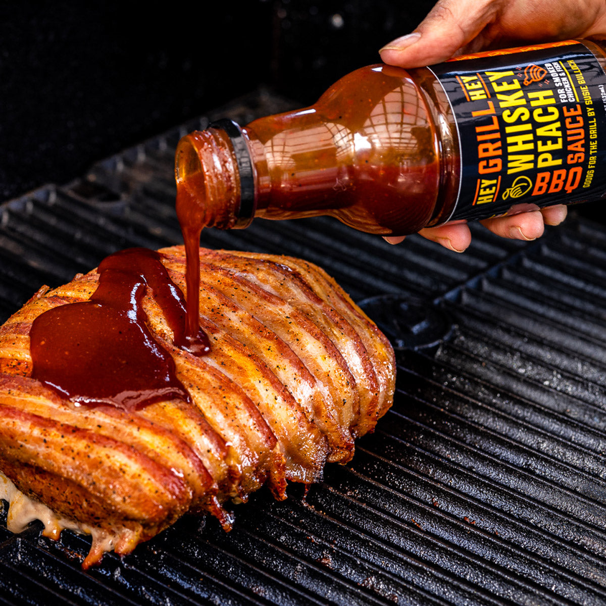 Hey Grill Hey Whiskey Peach BBQ Sauce 16 oz Chicken Fish Pork Onion Vinegar