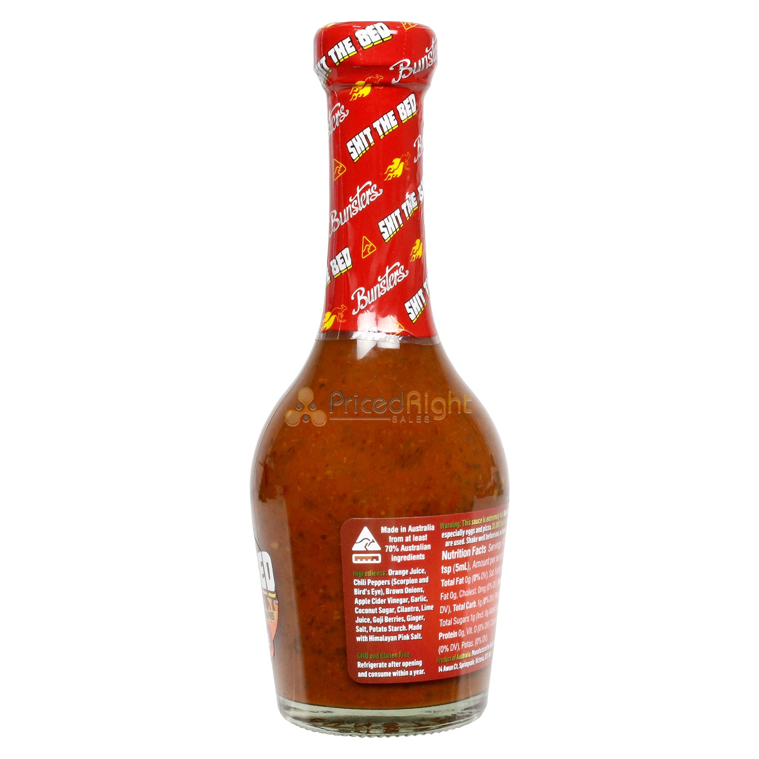 Bunsters The Bed Aussie Hot Sauce 12/10 Heat Gluten Free Non GMO 8 Ounce
