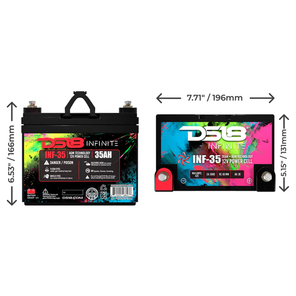 Infinite 35 AH 1250 Watts AGM Power Cell 12 Volt Battery DS18 INF-35AH