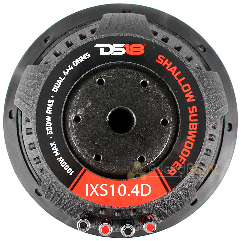 DS18 10" Subwoofer Shallow Mount Dual 4 Ohm Slim 1000 Watts Max IXS10.4D Single
