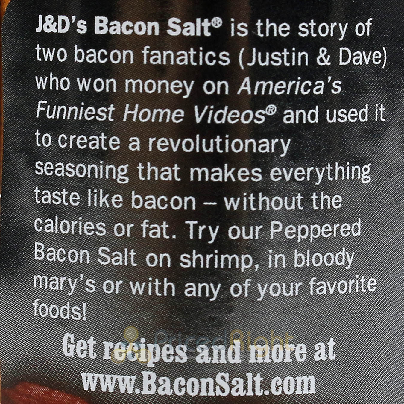 J&D's Peppered Bacon Salt 2 oz All Natural Bacon Flavored Seasoning Spice Rub