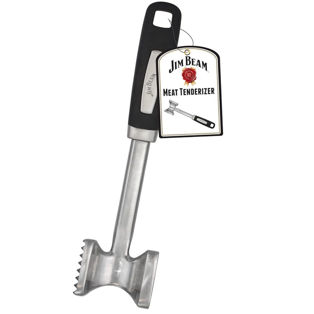 Jim Beam Dual Side Meat Tenderizer Zinc Alloy Heavy Duty Soft Grip Handle