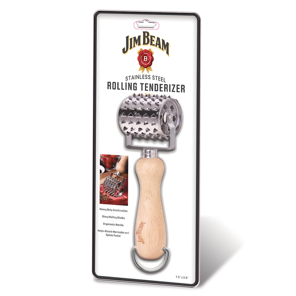 Jim Beam JB0150 Rolling Stainless Steel Meat Tenderizer with Wood Handle