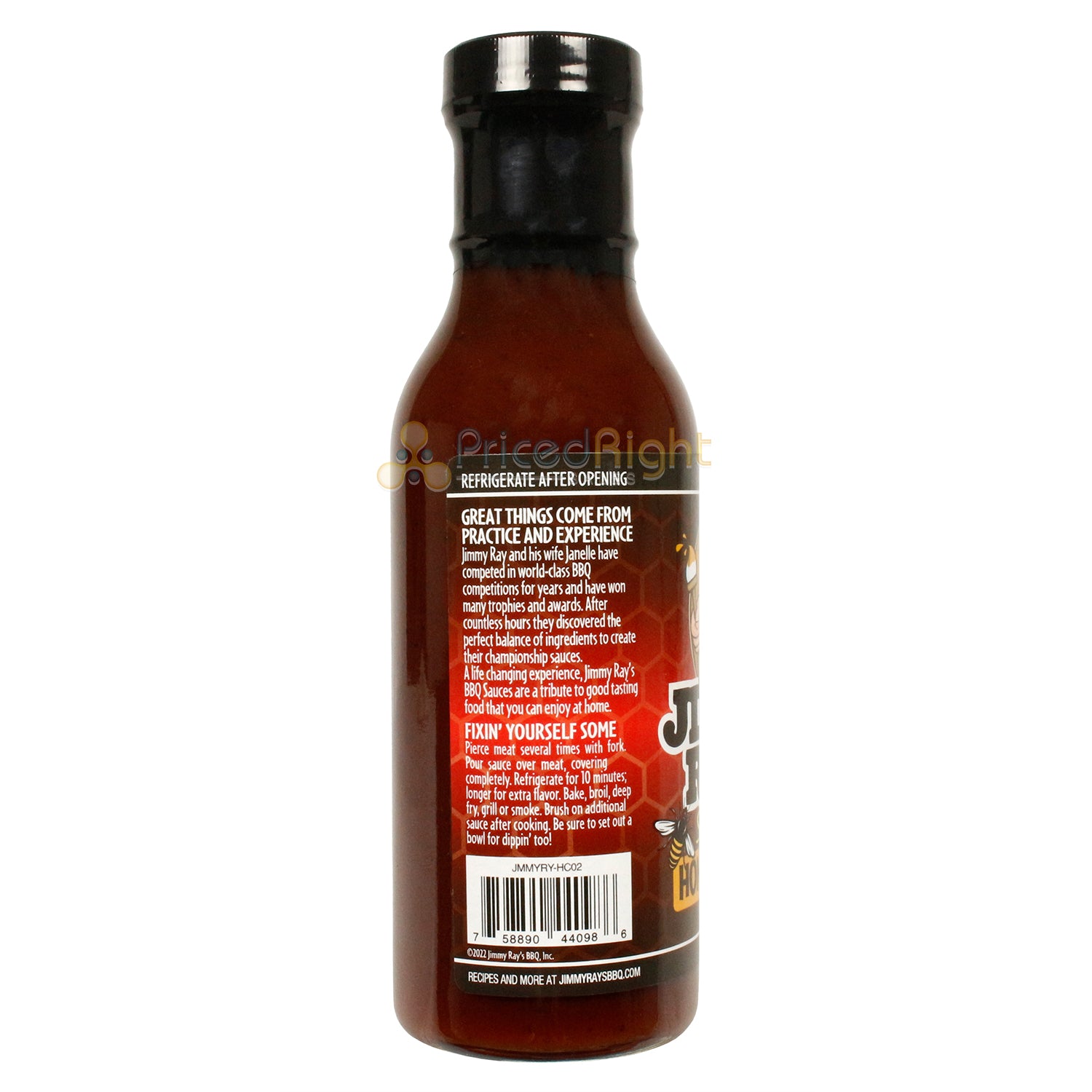 Jimmy Ray's Spicy Sweet Honey Chipotle Sauce Smoky Spice Gluten Free No MSG 12oz