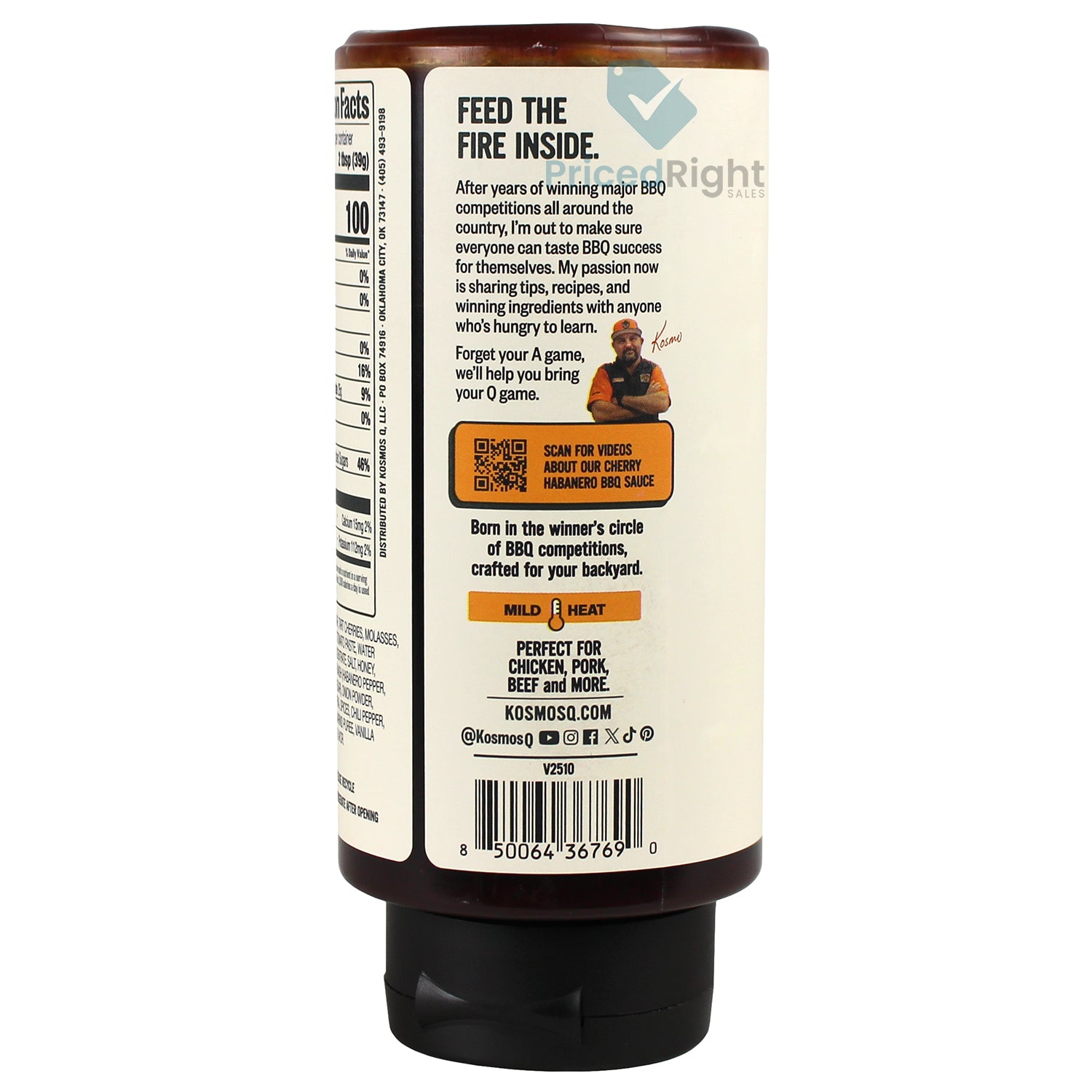 Kosmos Q Cherry Habanero BBQ Sauce 21 Oz Bottle Mild KOS-CHRRY-HAB