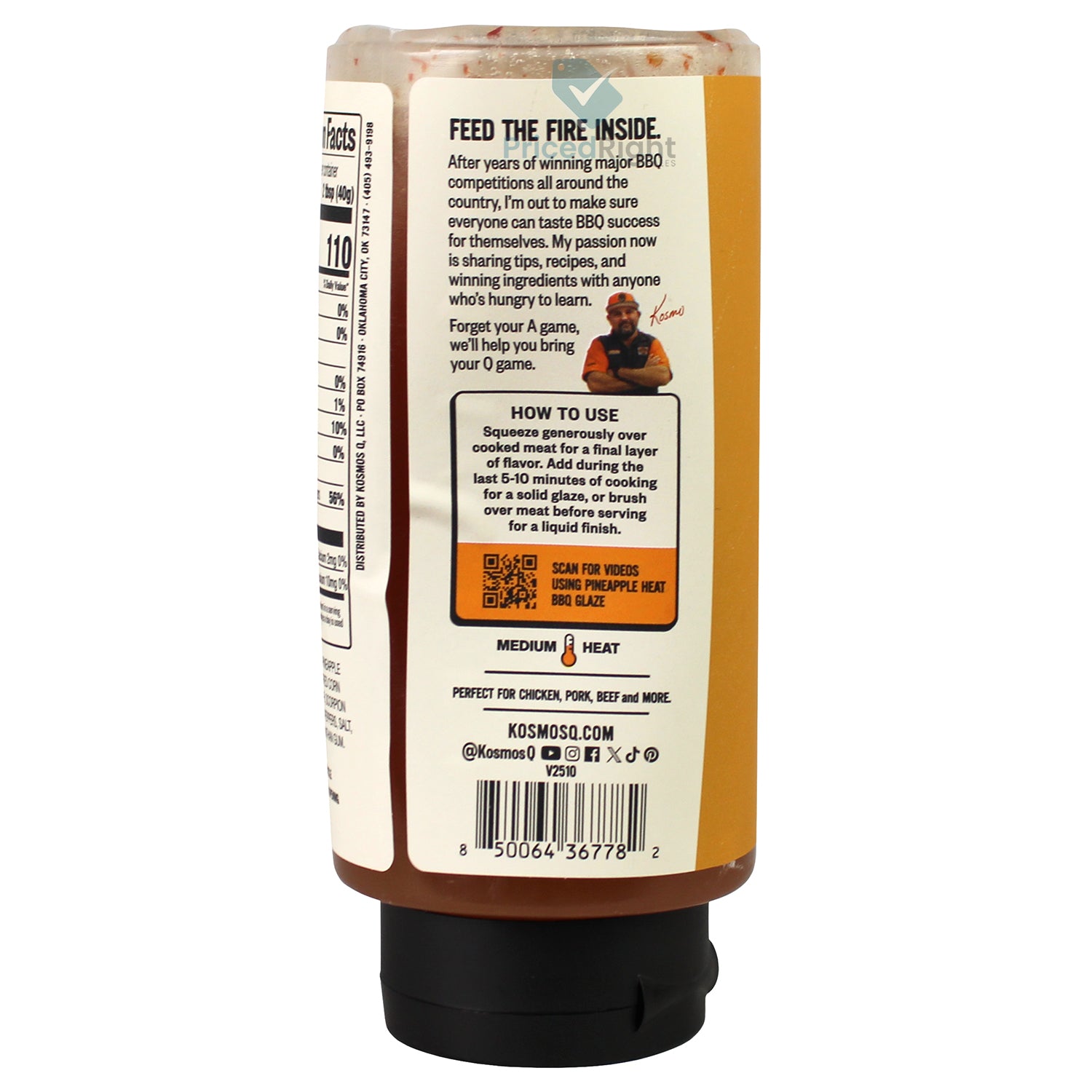 Kosmos Q Pineapple Heat Rib Glaze BBQ Sauce 21 Oz Bottle KOS-PAH