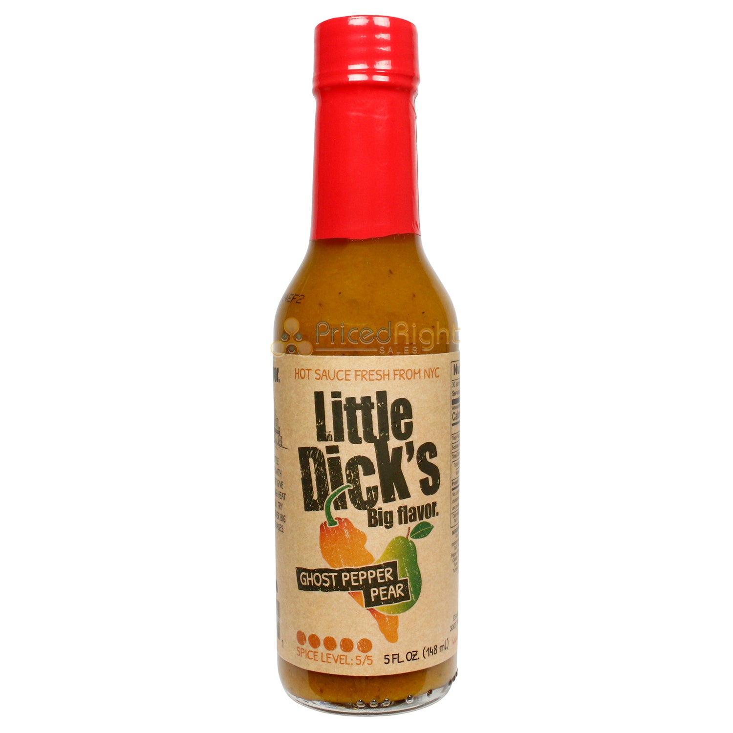 Little Dick's Ghost Pepper Pear Hot Sauce Gluten Free Spicy Small Batch 5 Fl Oz