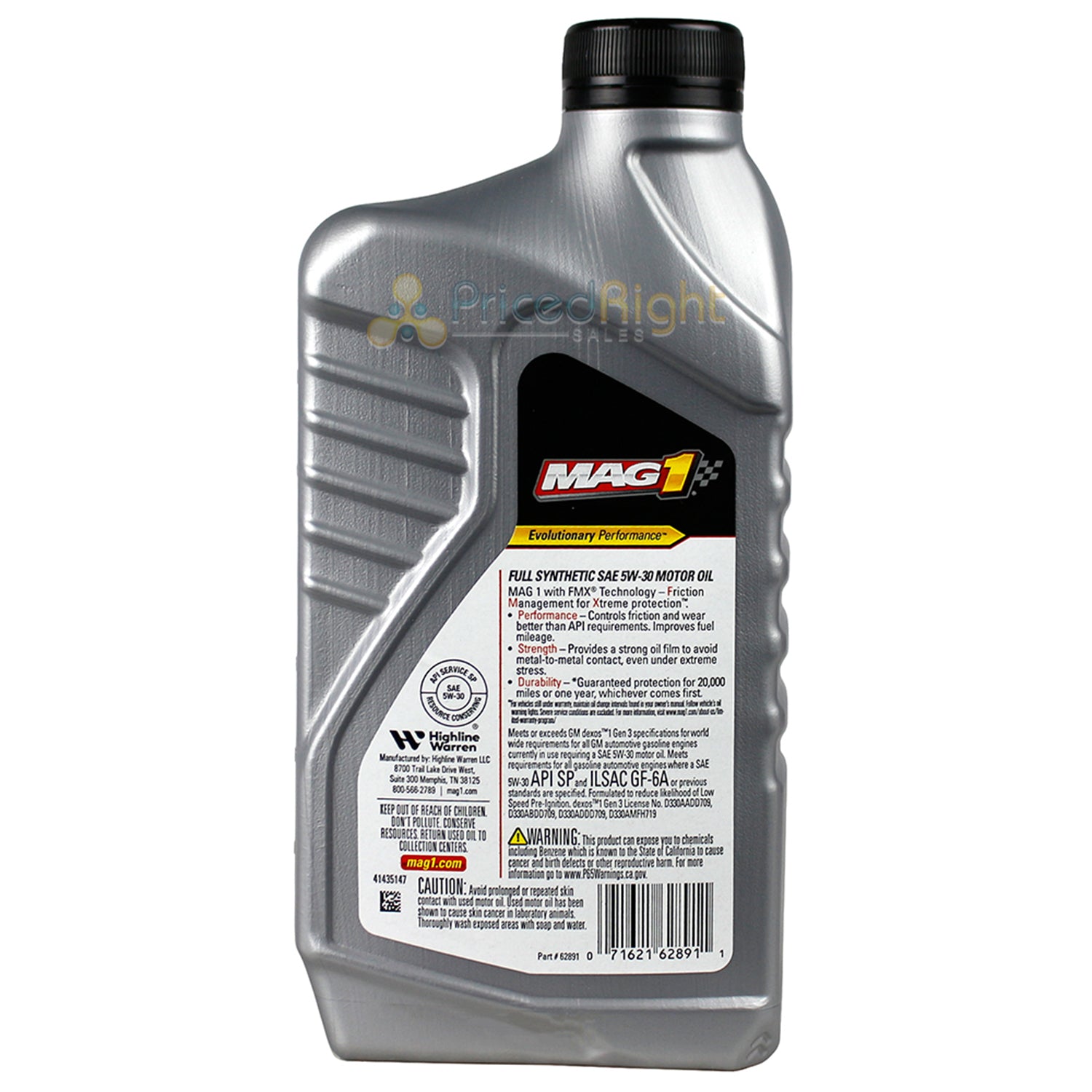 MAG1 Full Synthetic Motor Oil 5W30 1 QT 946 mL API SN PLUS ILSAC GF-5 MAG61790