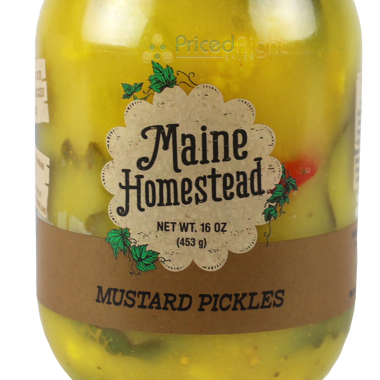 Maine Homestead Mustard Pickles 16 Oz Vegan Contains Cauliflower and Cucumber