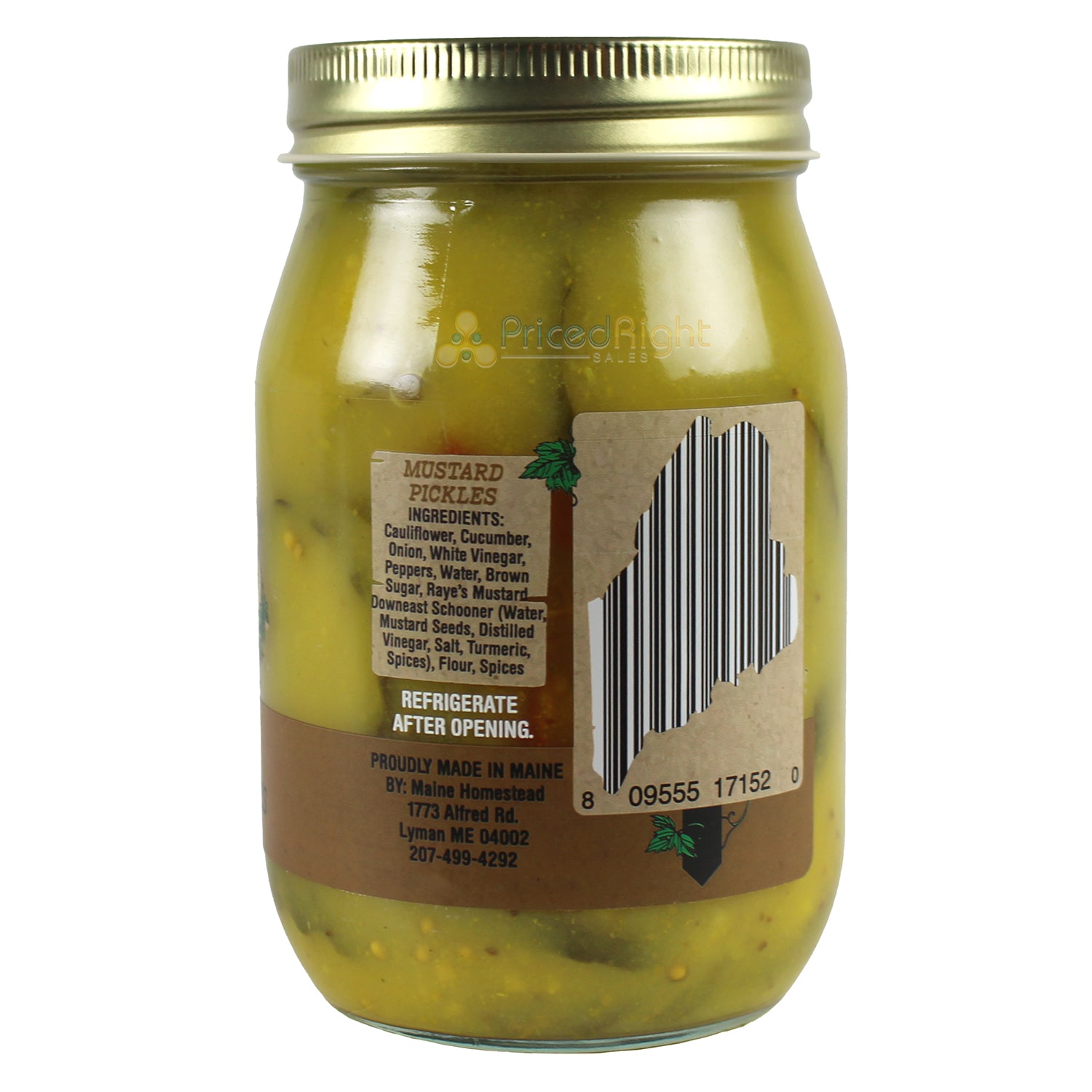 Maine Homestead Mustard Pickles 16 Oz Vegan Contains Cauliflower and Cucumber