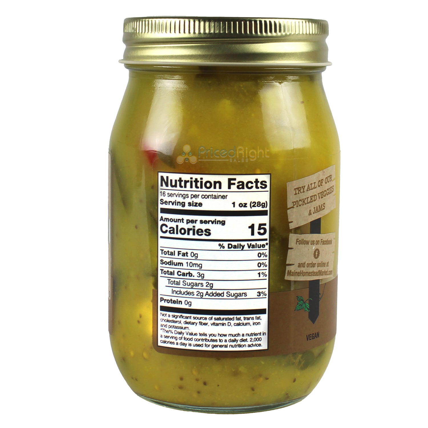 Maine Homestead Mustard Pickles 16 Oz Vegan Contains Cauliflower and Cucumber